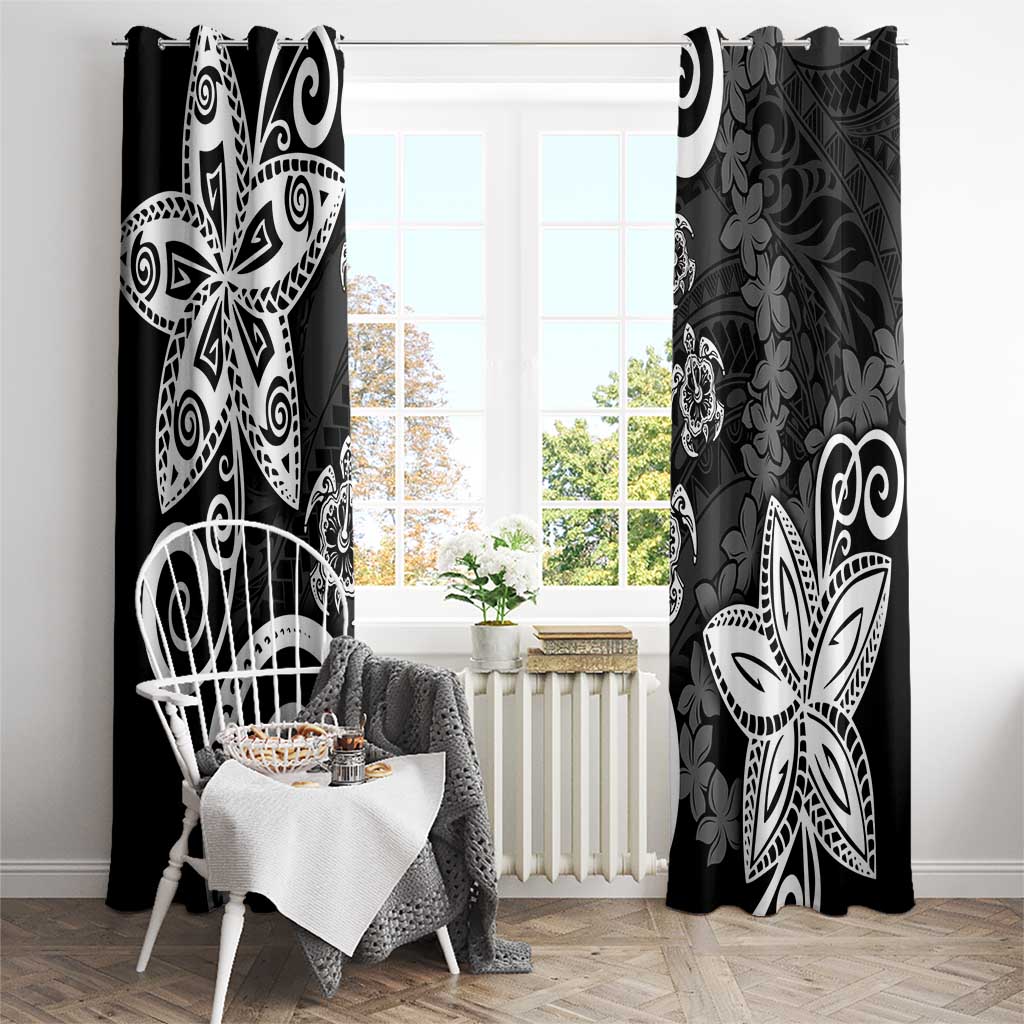 Polynesia Window Curtain Black Tribal Turtle Floral Pattern LT05 - Polynesian Pride