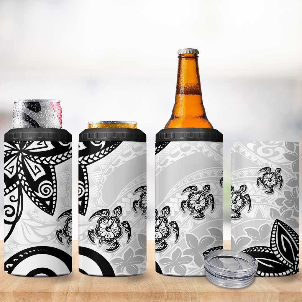 Polynesia 4 in 1 Can Cooler Tumbler White Tribal Turtle Floral Pattern LT05 - Polynesian Pride