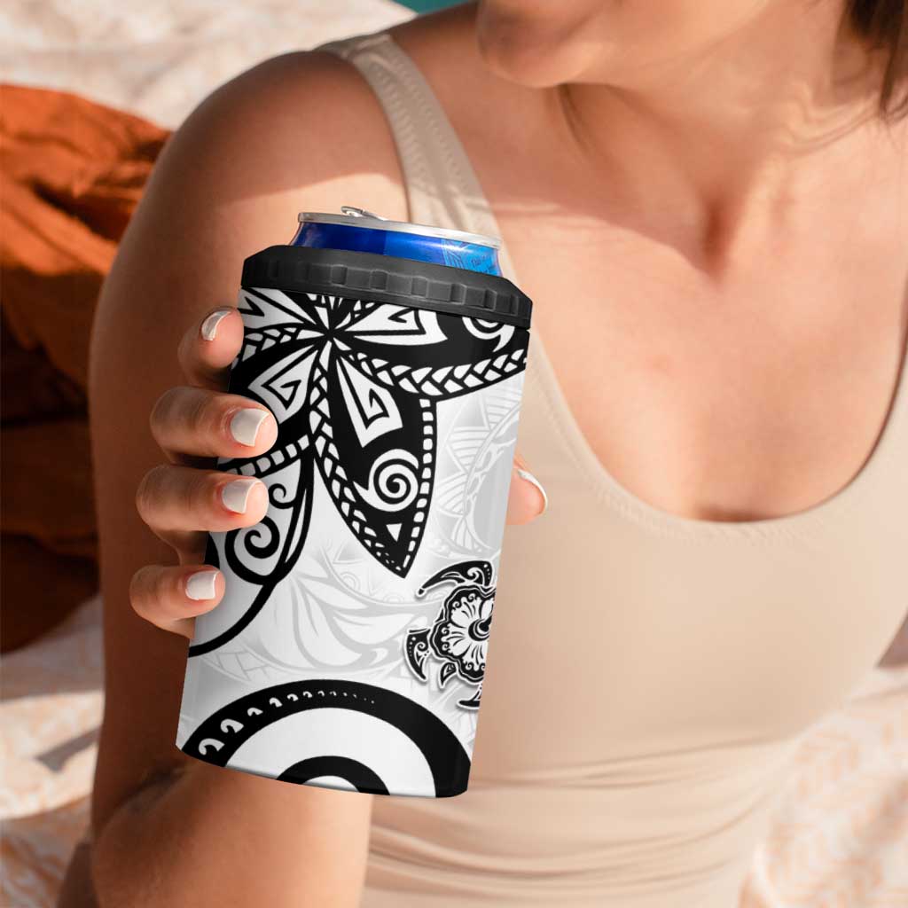 Polynesia 4 in 1 Can Cooler Tumbler White Tribal Turtle Floral Pattern LT05 - Polynesian Pride