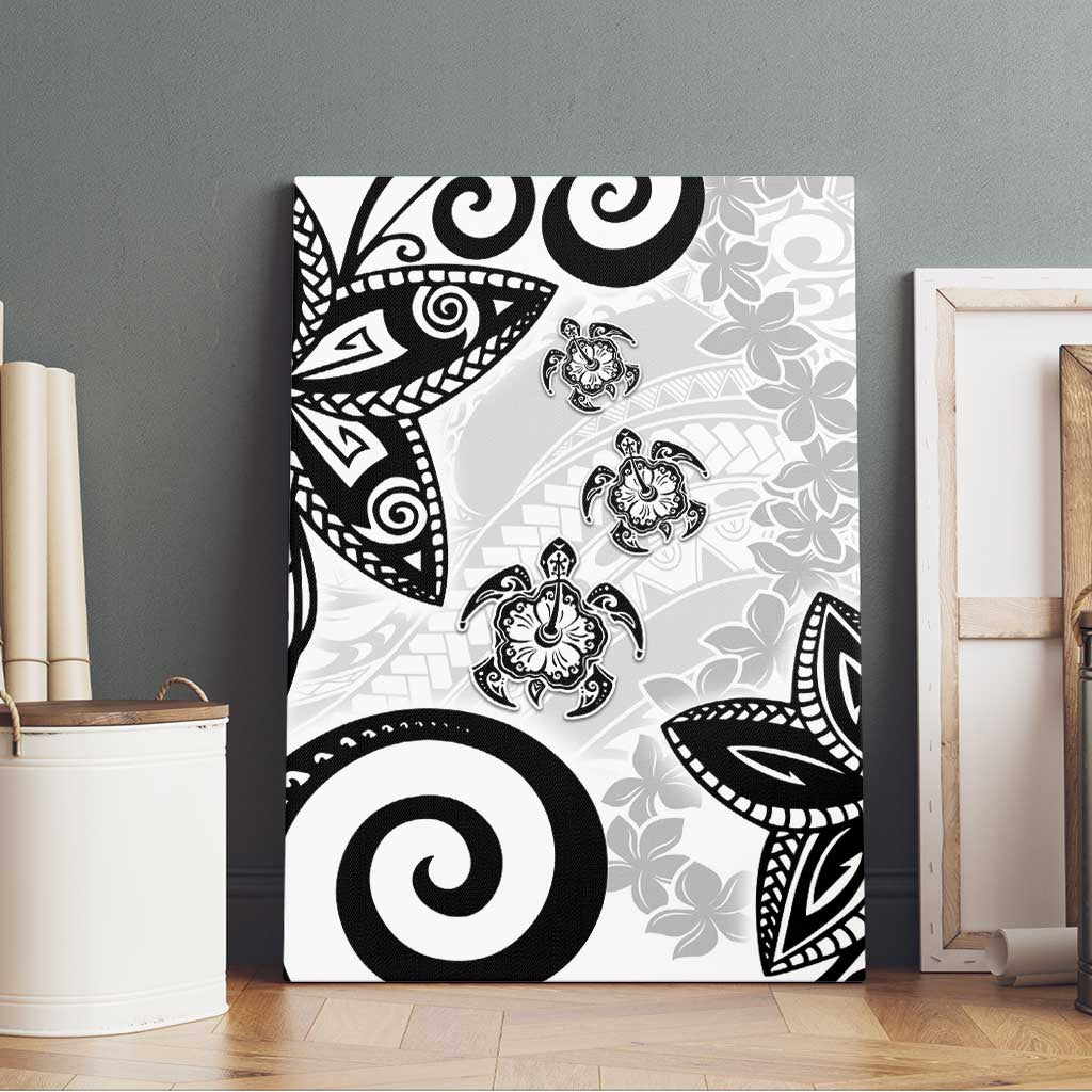 Polynesia Canvas Wall Art White Tribal Turtle Floral Pattern LT05 - Polynesian Pride