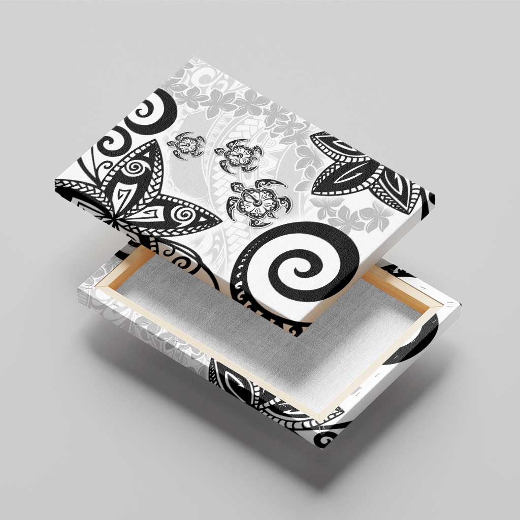 Polynesia Canvas Wall Art White Tribal Turtle Floral Pattern LT05 - Polynesian Pride