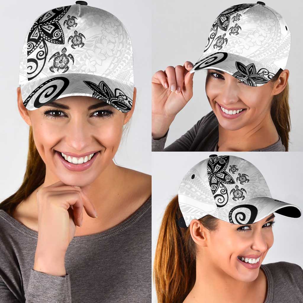 Polynesia Classic Cap White Tribal Turtle Floral Pattern - Polynesian Pride