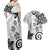 Polynesia Couples Matching Off Shoulder Maxi Dress and Hawaiian Shirt White Tribal Turtle Floral Pattern