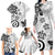 Polynesia Family Matching Long Sleeve Bodycon Dress and Hawaiian Shirt White Tribal Turtle Floral Pattern