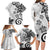 Polynesia Family Matching Long Sleeve Bodycon Dress and Hawaiian Shirt White Tribal Turtle Floral Pattern