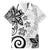 Polynesia Family Matching Long Sleeve Bodycon Dress and Hawaiian Shirt White Tribal Turtle Floral Pattern