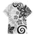 Polynesia Family Matching Long Sleeve Bodycon Dress and Hawaiian Shirt White Tribal Turtle Floral Pattern