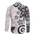 Polynesia Family Matching Long Sleeve Bodycon Dress and Hawaiian Shirt White Tribal Turtle Floral Pattern