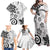 Polynesia Family Matching Off Shoulder Maxi Dress and Hawaiian Shirt White Tribal Turtle Floral Pattern