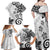 Polynesia Family Matching Off Shoulder Maxi Dress and Hawaiian Shirt White Tribal Turtle Floral Pattern