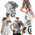 Polynesia Family Matching Short Sleeve Bodycon Dress and Hawaiian Shirt White Tribal Turtle Floral Pattern