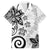 Polynesia Family Matching Short Sleeve Bodycon Dress and Hawaiian Shirt White Tribal Turtle Floral Pattern