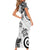 Polynesia Family Matching Short Sleeve Bodycon Dress and Hawaiian Shirt White Tribal Turtle Floral Pattern