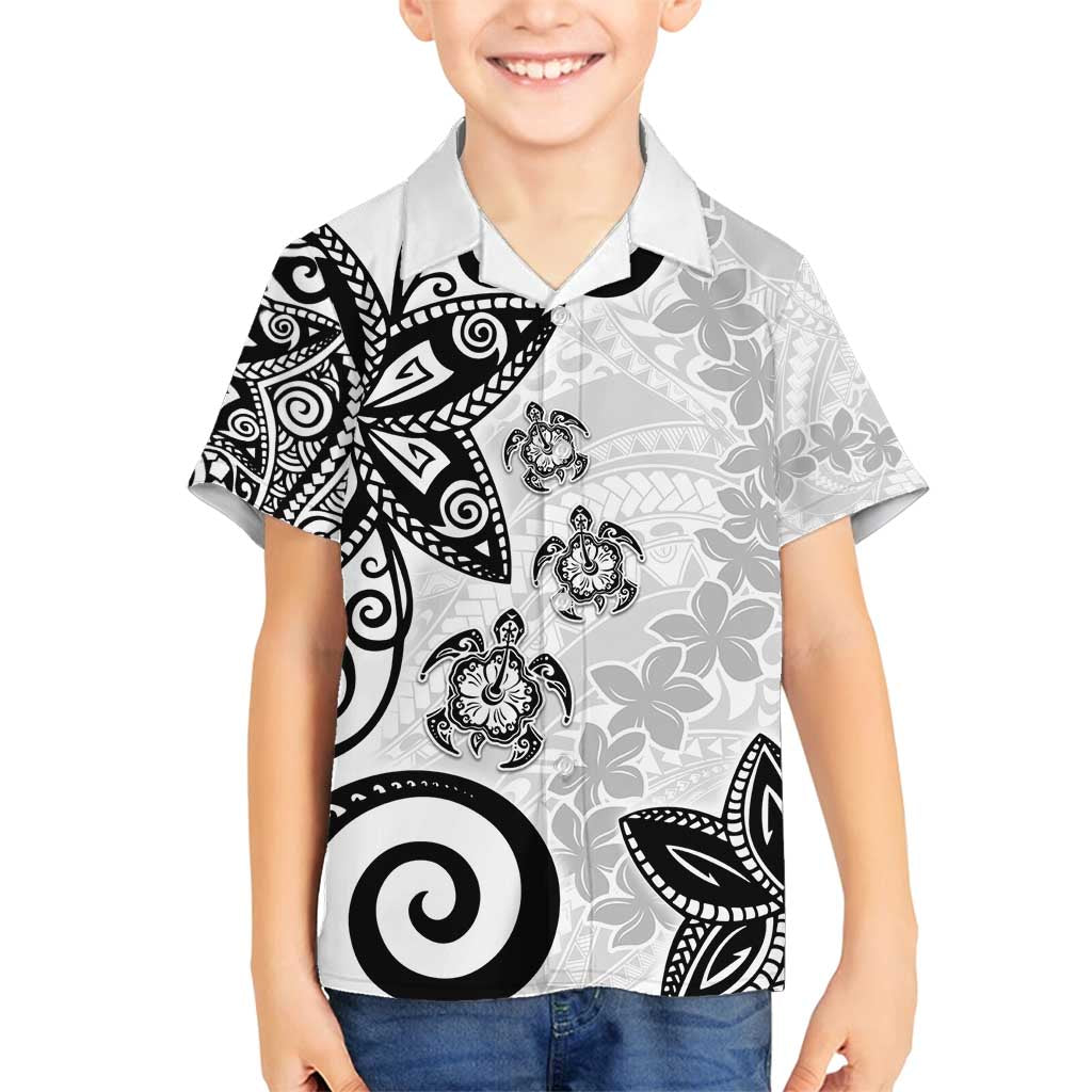 Polynesia Family Matching Tank Maxi Dress and Hawaiian Shirt White Tribal Turtle Floral Pattern