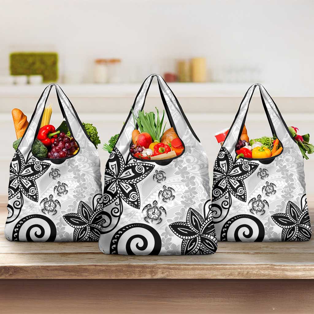 Polynesia Grocery Bag White Tribal Turtle Floral Pattern LT05 3-pack One Size White - Polynesian Pride