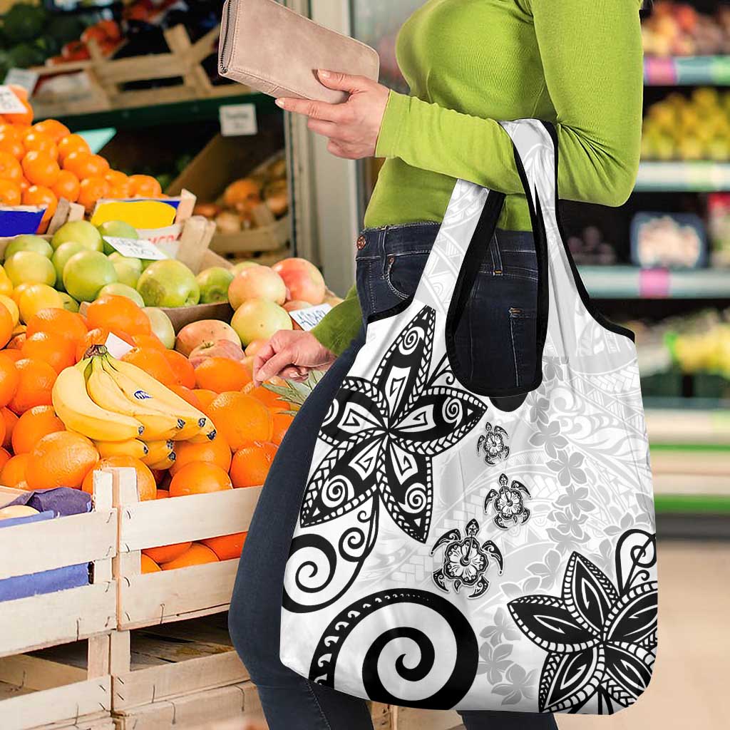 Polynesia Grocery Bag White Tribal Turtle Floral Pattern LT05 - Polynesian Pride