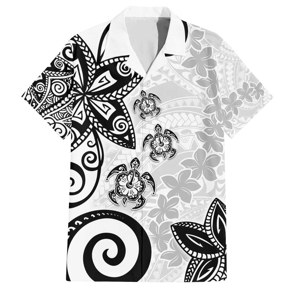 Polynesia Hawaiian Shirt White Tribal Turtle Floral Pattern LT05 White - Polynesian Pride