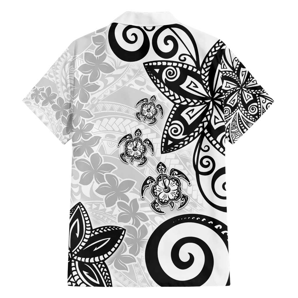 Polynesia Hawaiian Shirt White Tribal Turtle Floral Pattern LT05 - Polynesian Pride