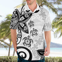 Polynesia Hawaiian Shirt White Tribal Turtle Floral Pattern LT05 - Polynesian Pride