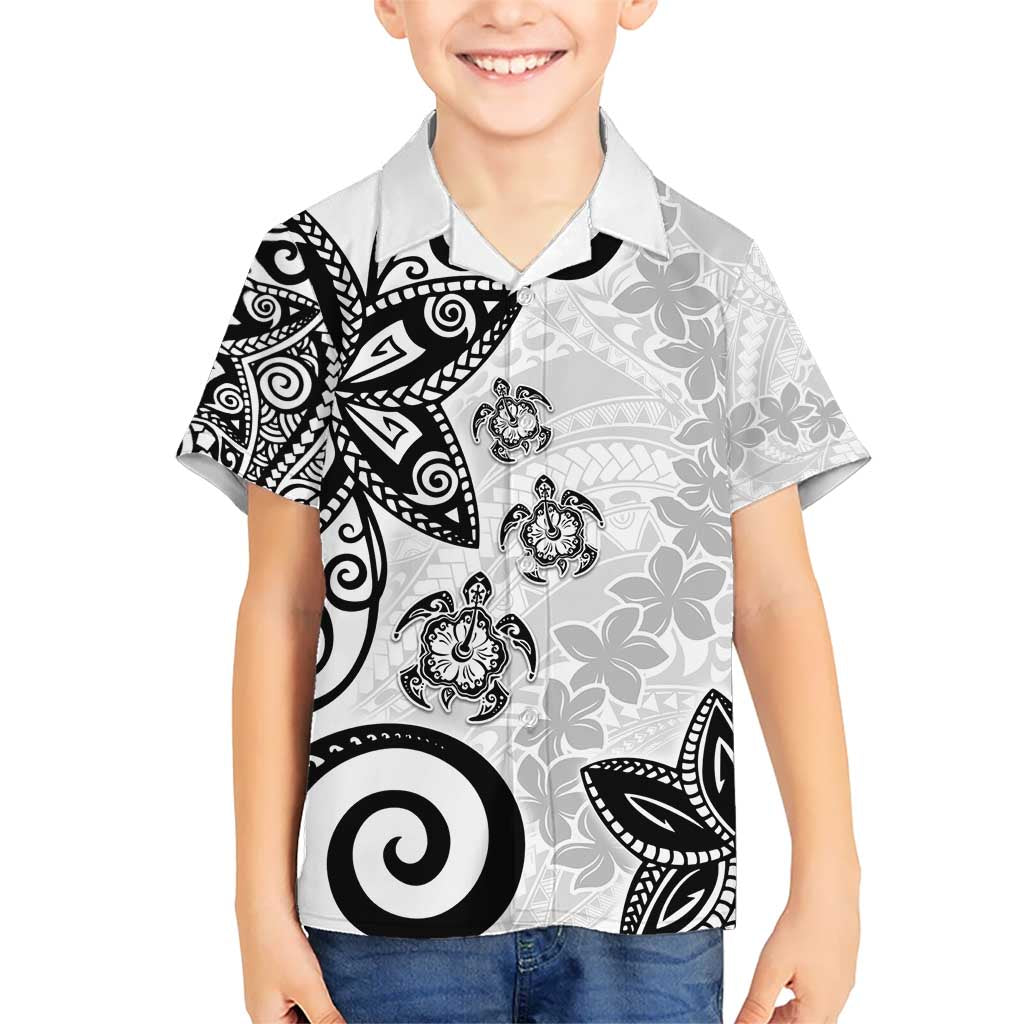 Polynesia Hawaiian Shirt White Tribal Turtle Floral Pattern LT05 - Polynesian Pride