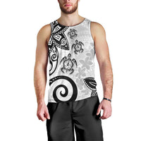 Polynesia Men Tank Top White Tribal Turtle Floral Pattern LT05 - Polynesian Pride
