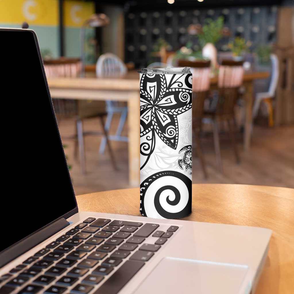 Polynesia Skinny Tumbler White Tribal Turtle Floral Pattern