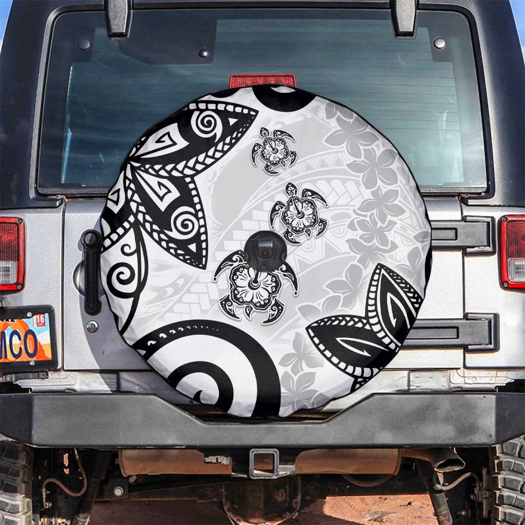 Polynesia Spare Tire Cover White Tribal Turtle Floral Pattern LT05 White - Polynesian Pride