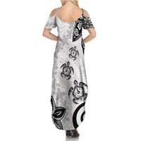 Polynesia Summer Maxi Dress White Tribal Turtle Floral Pattern LT05 - Polynesian Pride