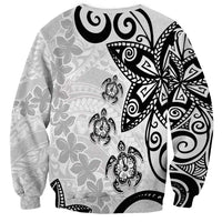 Polynesia Sweatshirt White Tribal Turtle Floral Pattern LT05 - Polynesian Pride