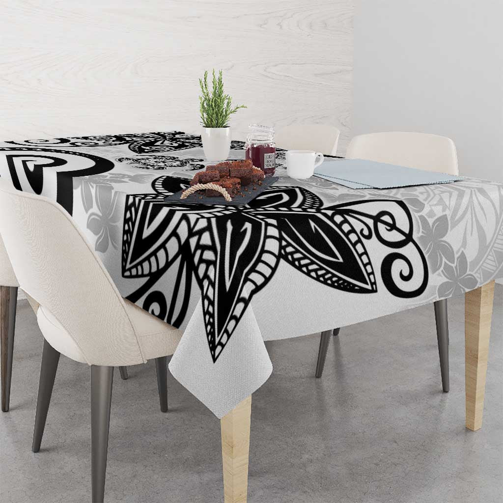 Polynesia Tablecloth White Tribal Turtle Floral Pattern LT05 - Polynesian Pride