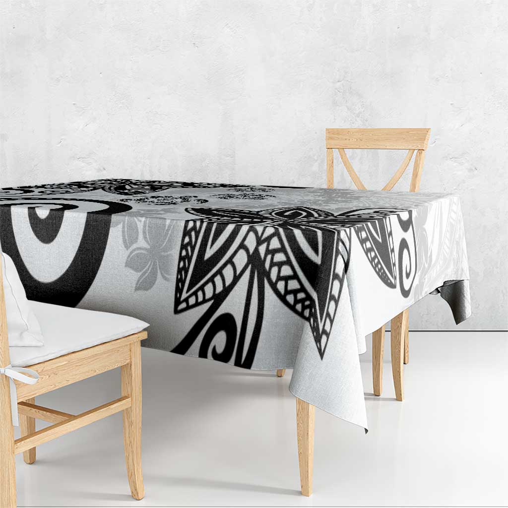 Polynesia Tablecloth White Tribal Turtle Floral Pattern LT05 - Polynesian Pride