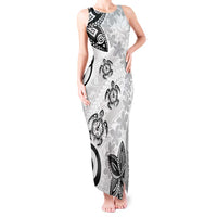 Polynesia Tank Maxi Dress White Tribal Turtle Floral Pattern LT05 Women White - Polynesian Pride