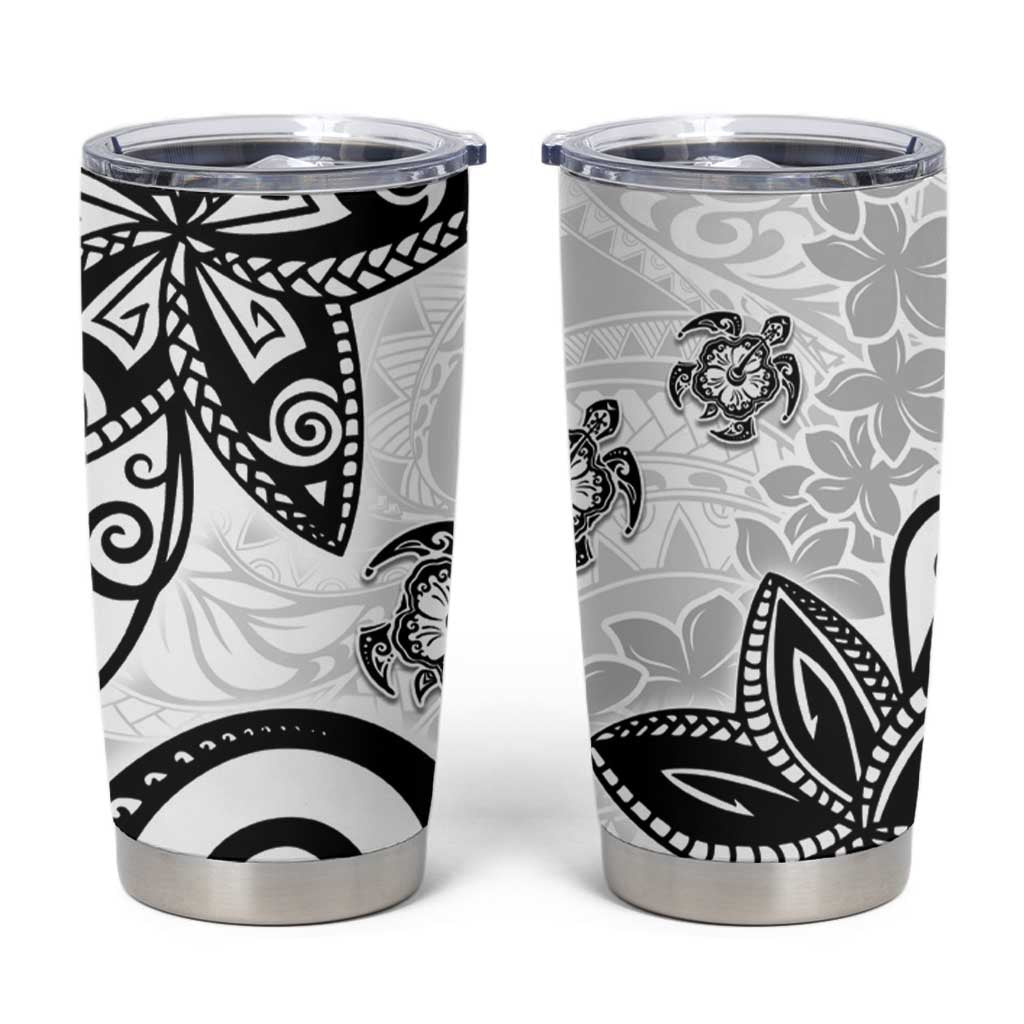 Polynesia Tumbler Cup White Tribal Turtle Floral Pattern LT05 White - Polynesian Pride