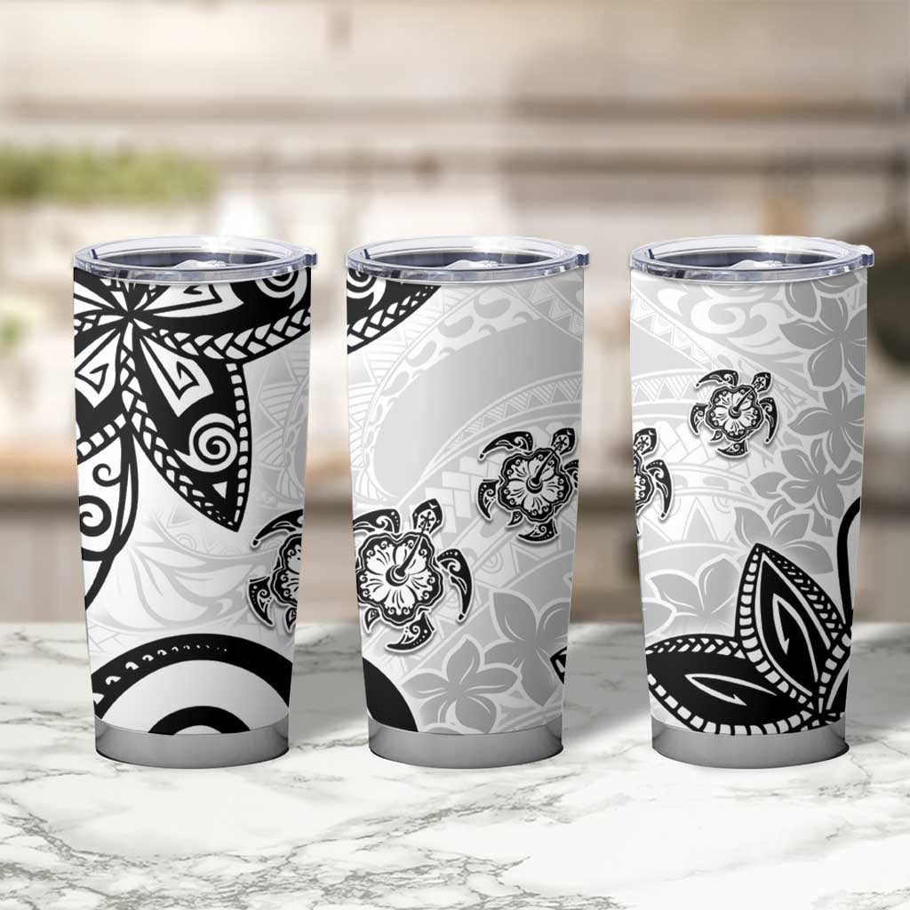 Polynesia Tumbler Cup White Tribal Turtle Floral Pattern LT05 - Polynesian Pride