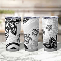 Polynesia Tumbler Cup White Tribal Turtle Floral Pattern LT05 - Polynesian Pride