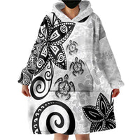 Polynesia Wearable Blanket Hoodie White Tribal Turtle Floral Pattern LT05 - Polynesian Pride