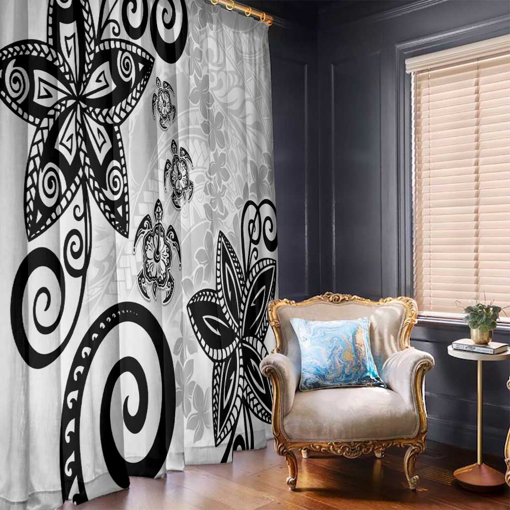 Polynesia Window Curtain White Tribal Turtle Floral Pattern LT05 - Polynesian Pride