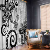 Polynesia Window Curtain White Tribal Turtle Floral Pattern LT05 - Polynesian Pride