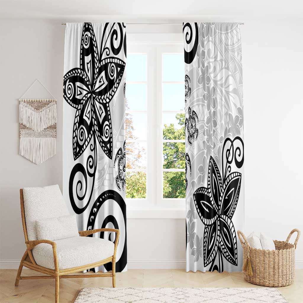 Polynesia Window Curtain White Tribal Turtle Floral Pattern LT05 - Polynesian Pride