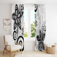 Polynesia Window Curtain White Tribal Turtle Floral Pattern LT05 - Polynesian Pride