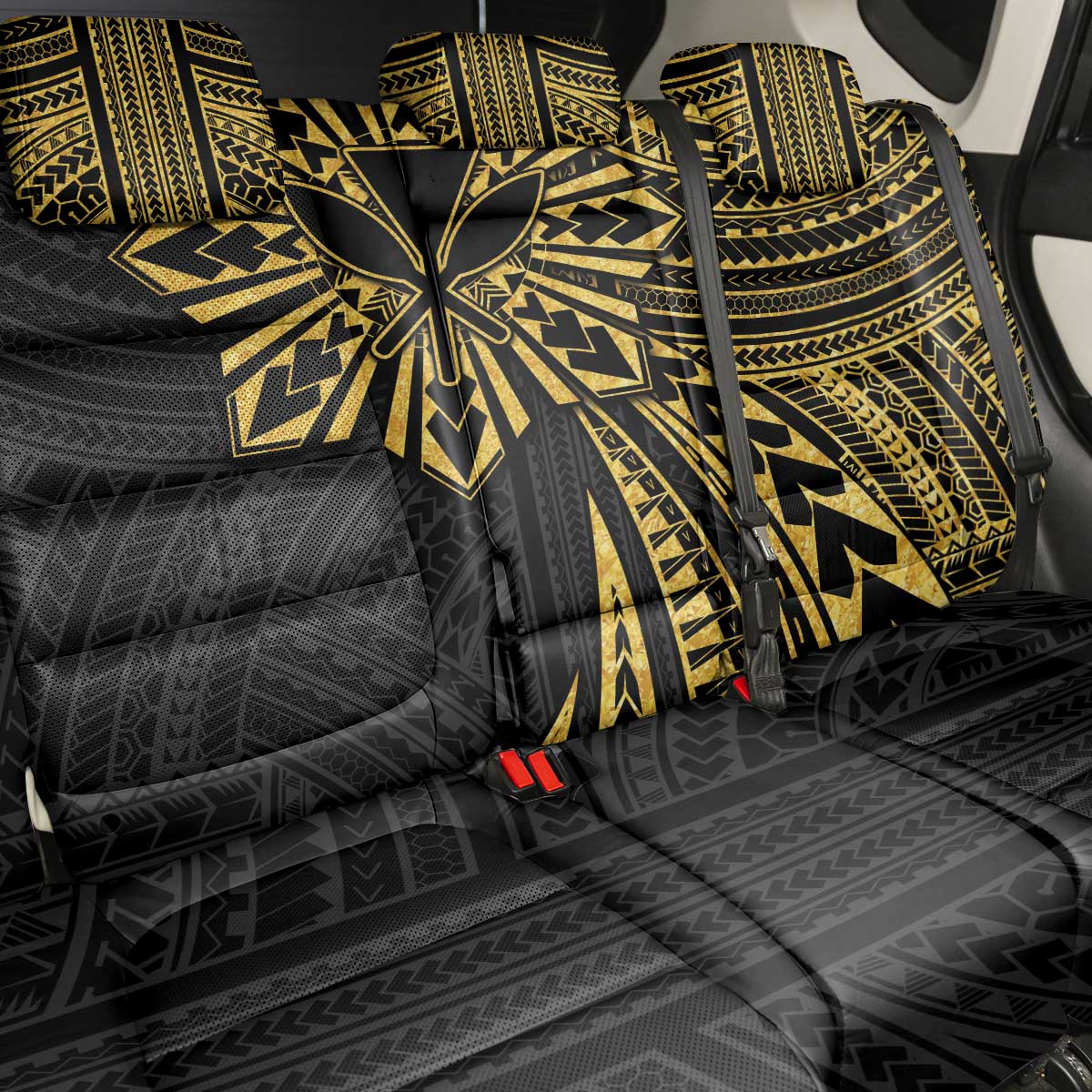 Hawaii And Philippines Back Car Seat Cover Kanaka Maoli With Tribal Sun Together Gold