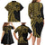 Hawaii And Philippines Family Matching Long Sleeve Bodycon Dress and Hawaiian Shirt Kanaka Maoli With Tribal Sun Together Gold