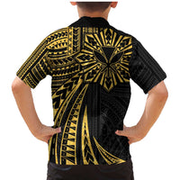 Hawaii And Philippines Family Matching Mermaid Dress and Hawaiian Shirt Kanaka Maoli With Tribal Sun Together Gold