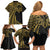 Hawaii And Philippines Family Matching Off Shoulder Short Dress and Hawaiian Shirt Kanaka Maoli With Tribal Sun Together Gold