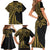 Hawaii And Philippines Family Matching Short Sleeve Bodycon Dress and Hawaiian Shirt Kanaka Maoli With Tribal Sun Together Gold