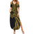 Hawaii And Philippines Family Matching Summer Maxi Dress and Hawaiian Shirt Kanaka Maoli With Tribal Sun Together Gold