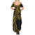 Hawaii And Philippines Family Matching Summer Maxi Dress and Hawaiian Shirt Kanaka Maoli With Tribal Sun Together Gold