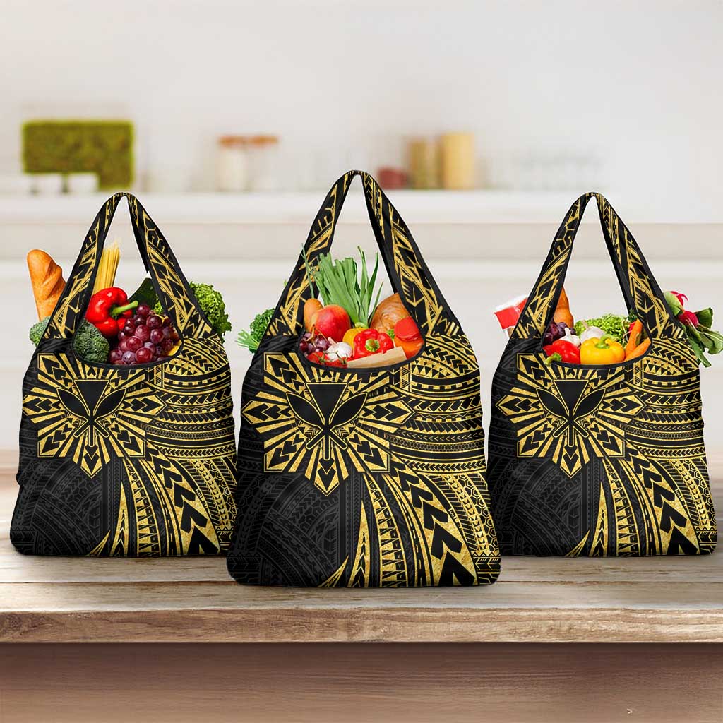 Hawaii And Philippines Grocery Bag Kanaka Maoli With Tribal Sun Together Gold