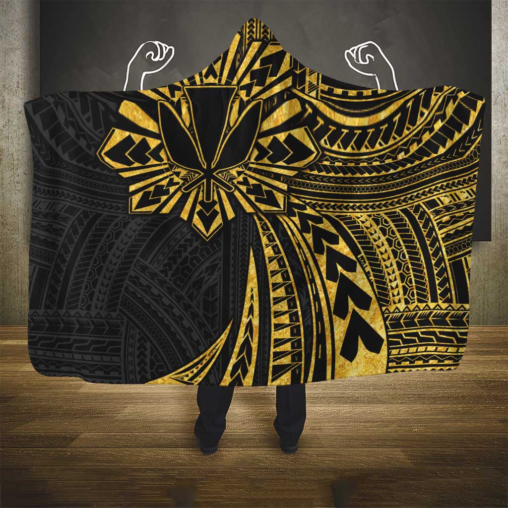 Hawaii And Philippines Hooded Blanket Kanaka Maoli With Tribal Sun Together Gold