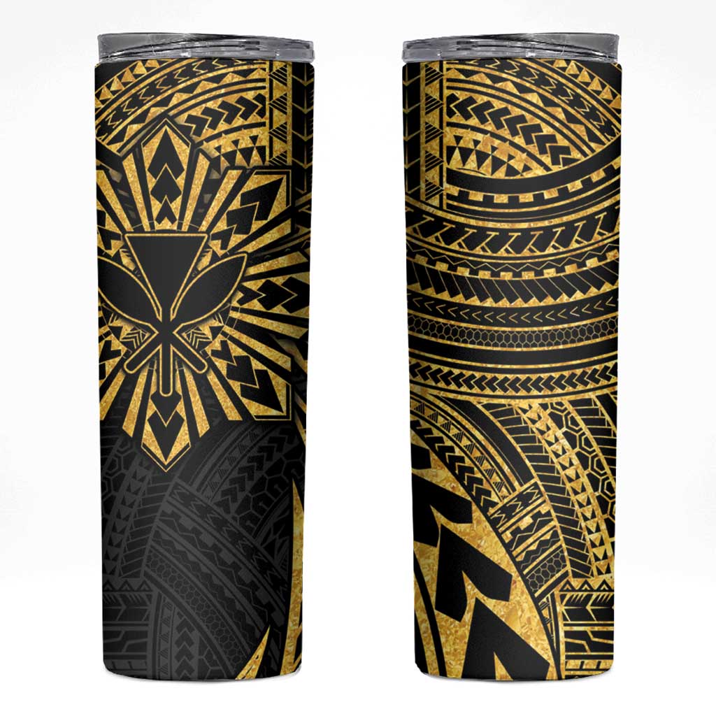 Hawaii And Philippines Skinny Tumbler Kanaka Maoli With Tribal Sun Together Gold